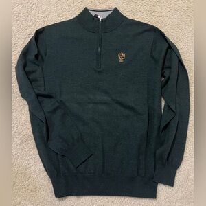 Peter Millar Men’s Merino Wool Silk Quarter Zip Sweater Green L